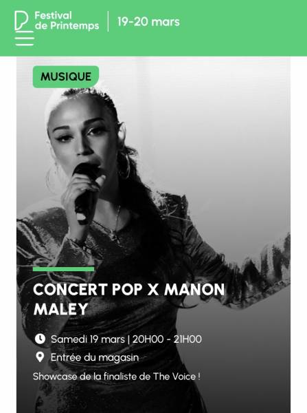 magasin le printemps nouveautés festival de printemps avec manon maley finaliste de the voice marseille